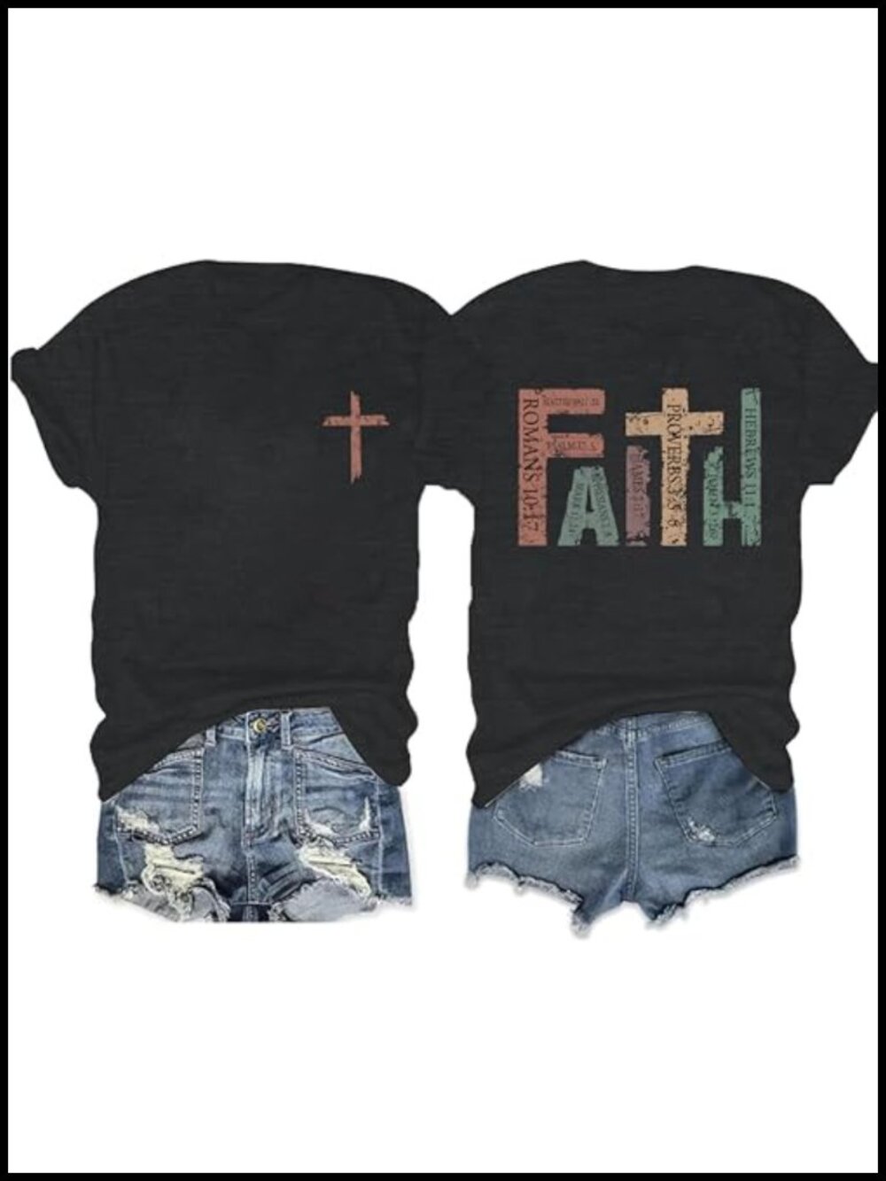 Christian Faith Shirt Womens Vintage Jesus Cross Short Sleeve Tee